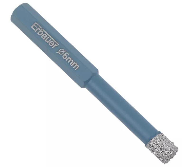 NEW Erbauer Hex Shank Tile Drill Bit Diamond Tip 6 mm ×67 mm