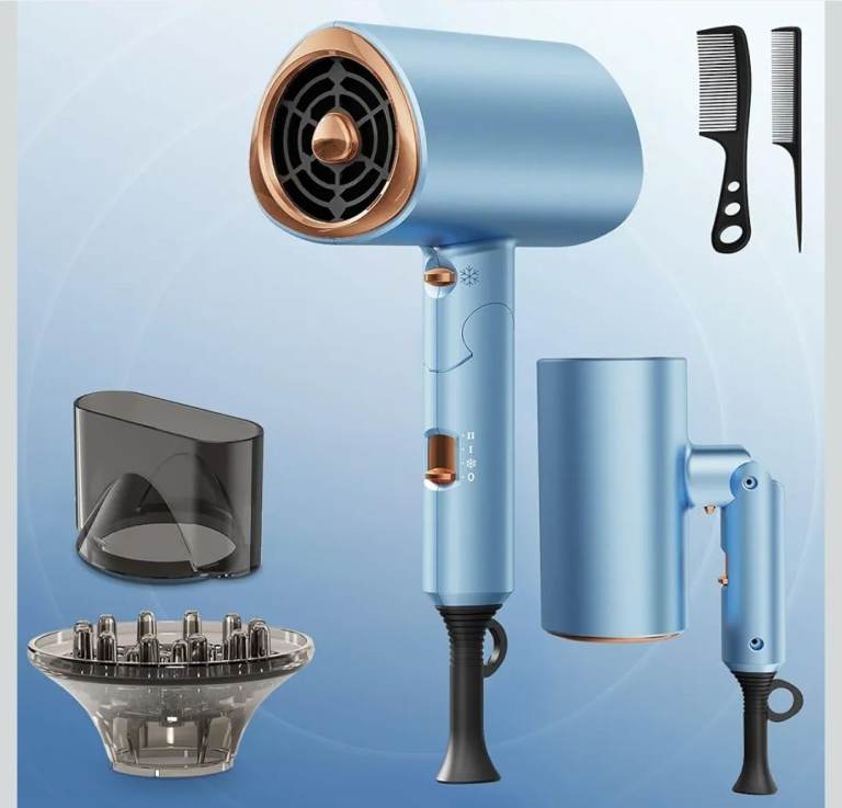 Professional Ionic Hair Dryer 2000W - Cold Air, 3 Heat/2 Speed, Diffuser & Combs