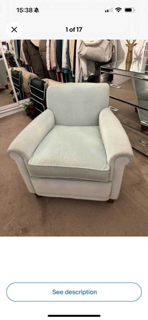 Laura Ashley Burlington duck egg recovered chair 