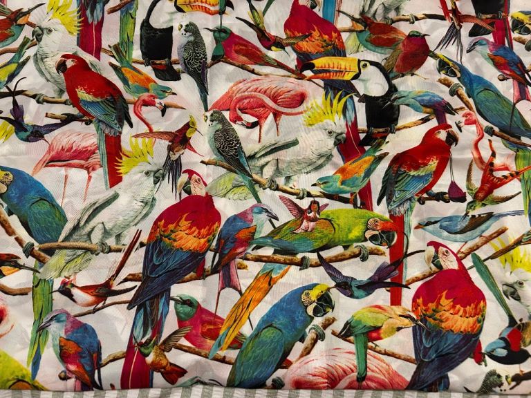 Multicoloured Polyester Shower Curtain with Bird Print