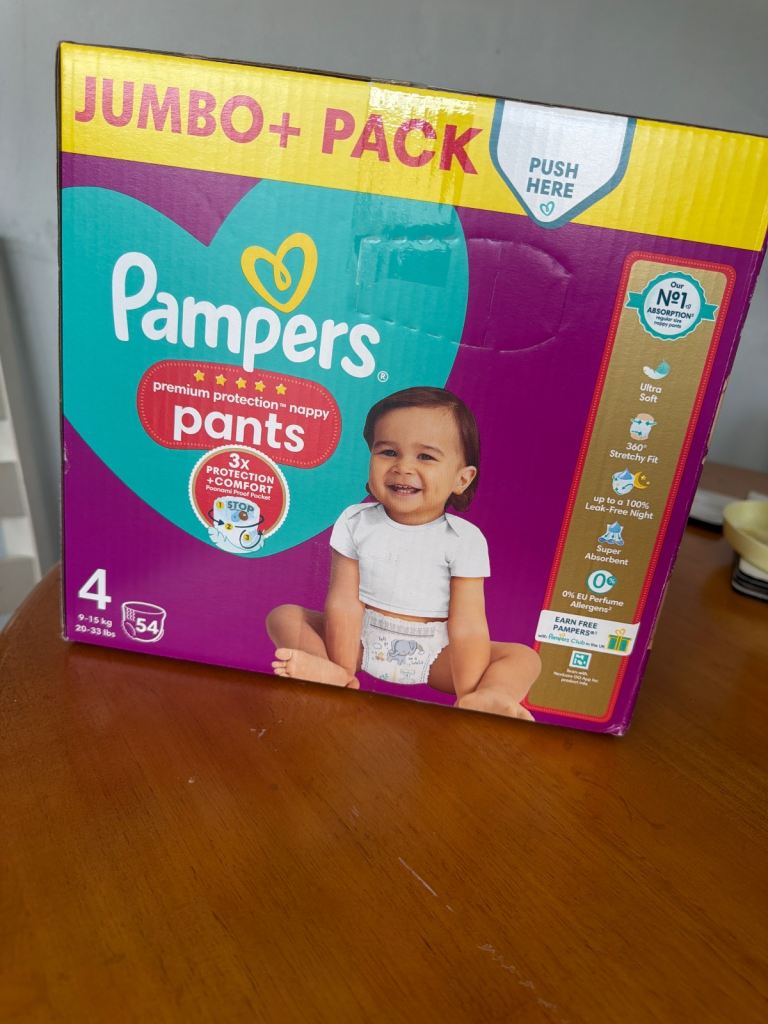 Pampers Premium Protection Nappy Pants Size 4 Jumbo+ Pack (54 Nappies)