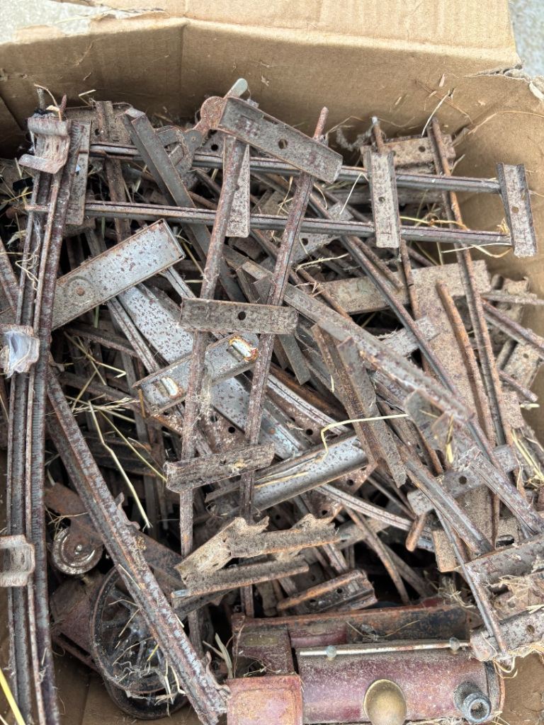 Box of Old Model Train Parts and Pieces