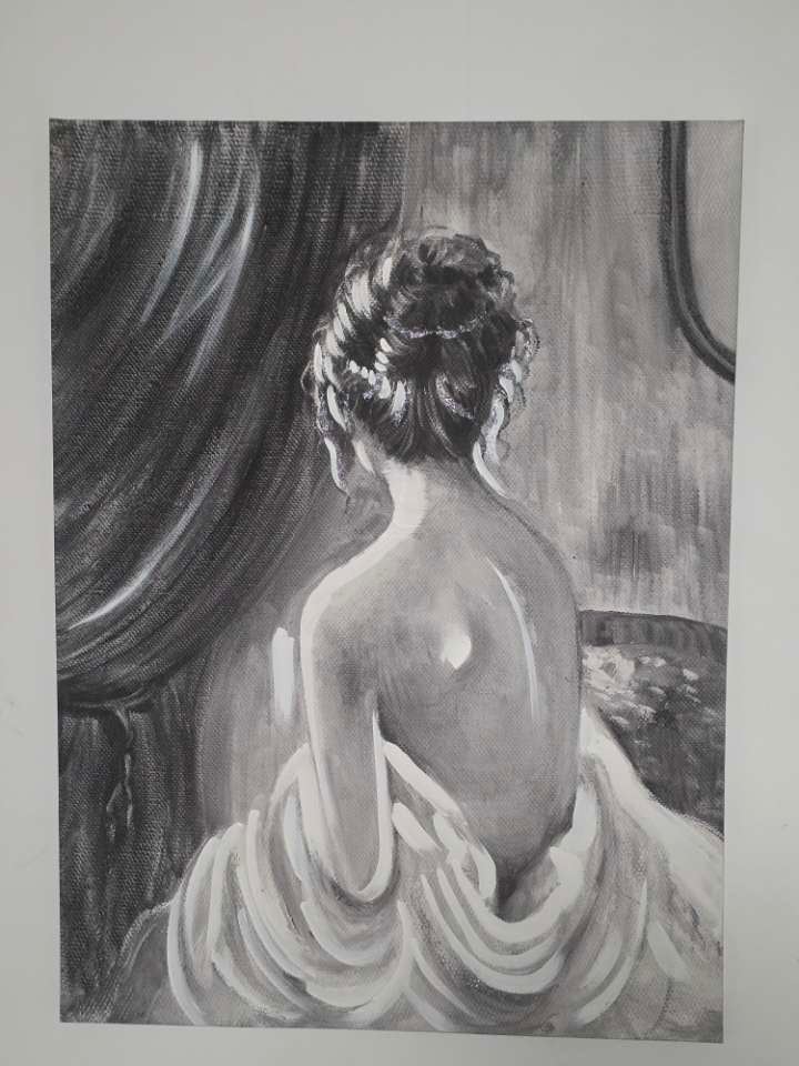 Black white and grey glitter canvas