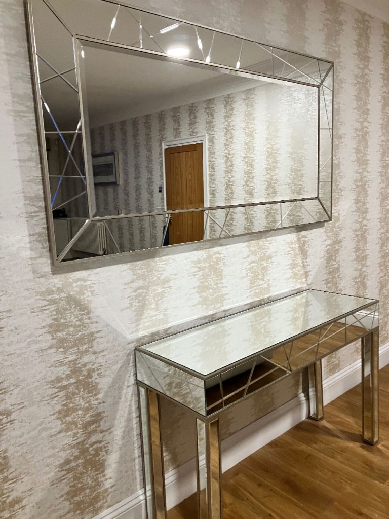 Mirror and glass mirrored console table