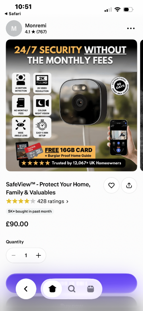 SafeView Q-KAM Pro Security Camera – As Good As New