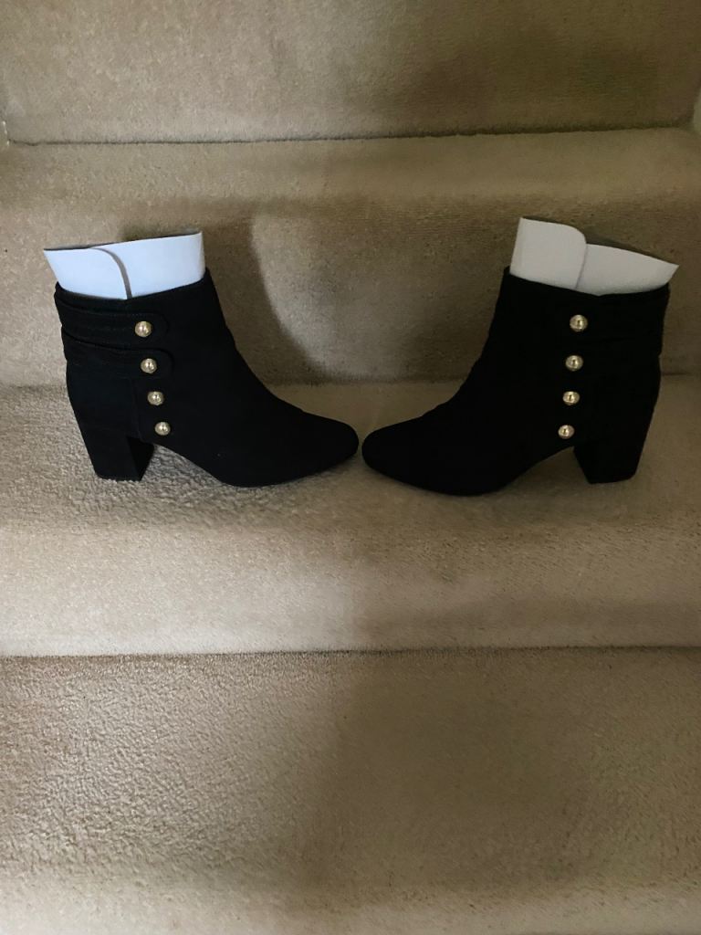 Ladies M&S Collection black suede ankle boot.