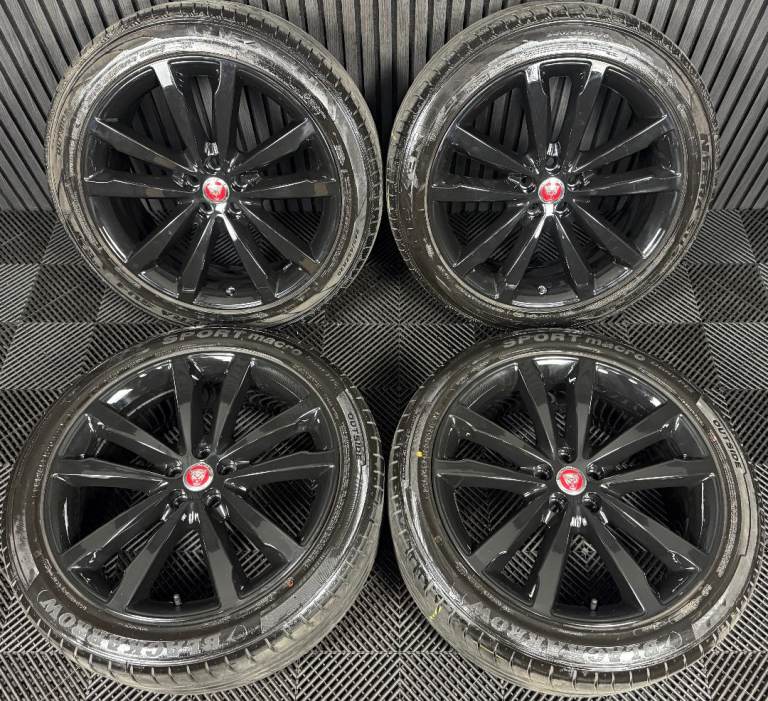 image for 20'' GENUINE JAGUAR E PACE BLACK 5 DOUBLE SPOKE ALLOY WHEELS TYRES