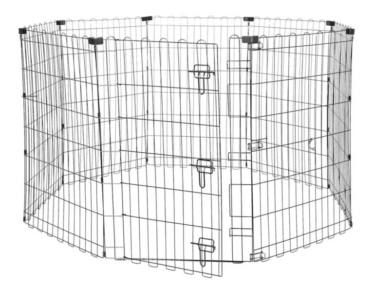 Black metal pet playpen with gate