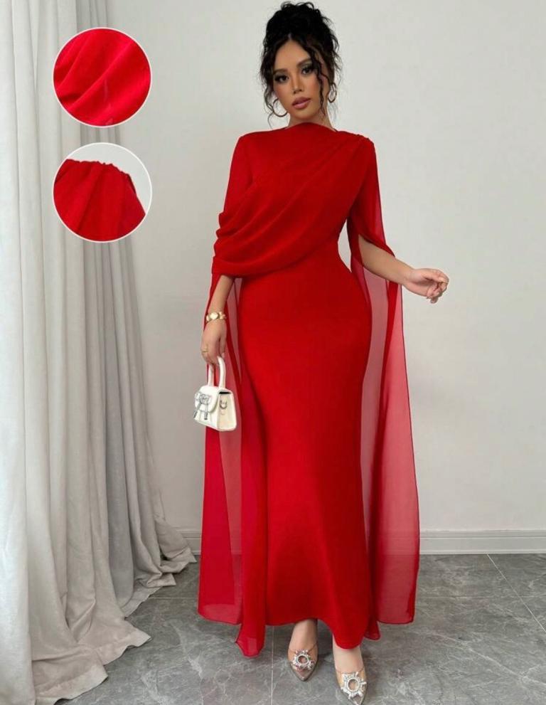 Stunning Red Maxi Dress with Drape Detail – New