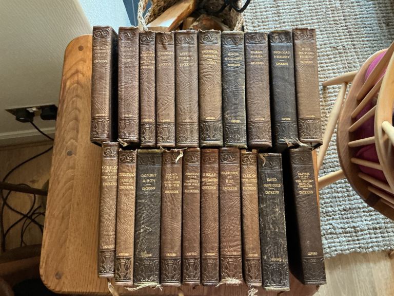 Full set of leather bound Dickens