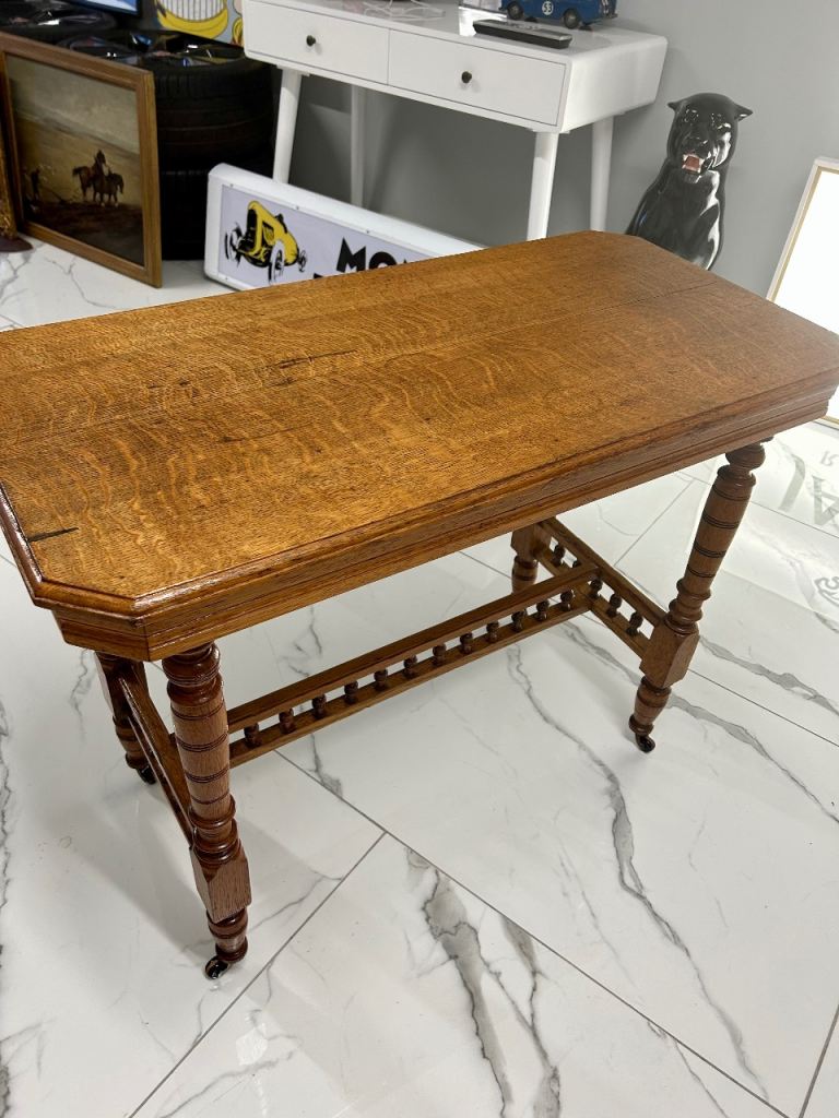 Victorian Oak Hall / Side Table on Castors