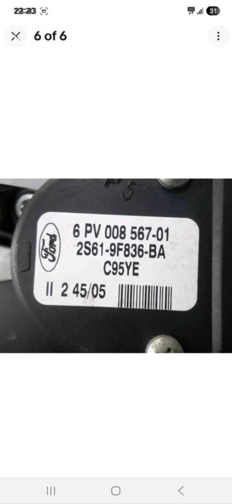 Mk6 ford fiesta ACCELERATOR PEDAL SENSOR 