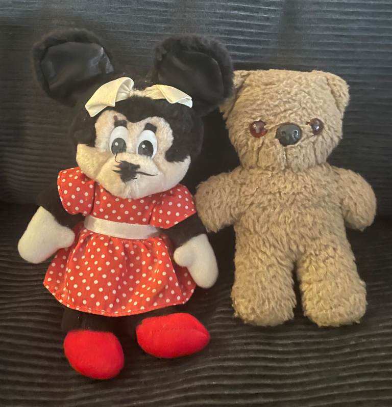 Vintage Mickey & Minnie Mouse Plush Toy and Teddy Bear – Good Condition