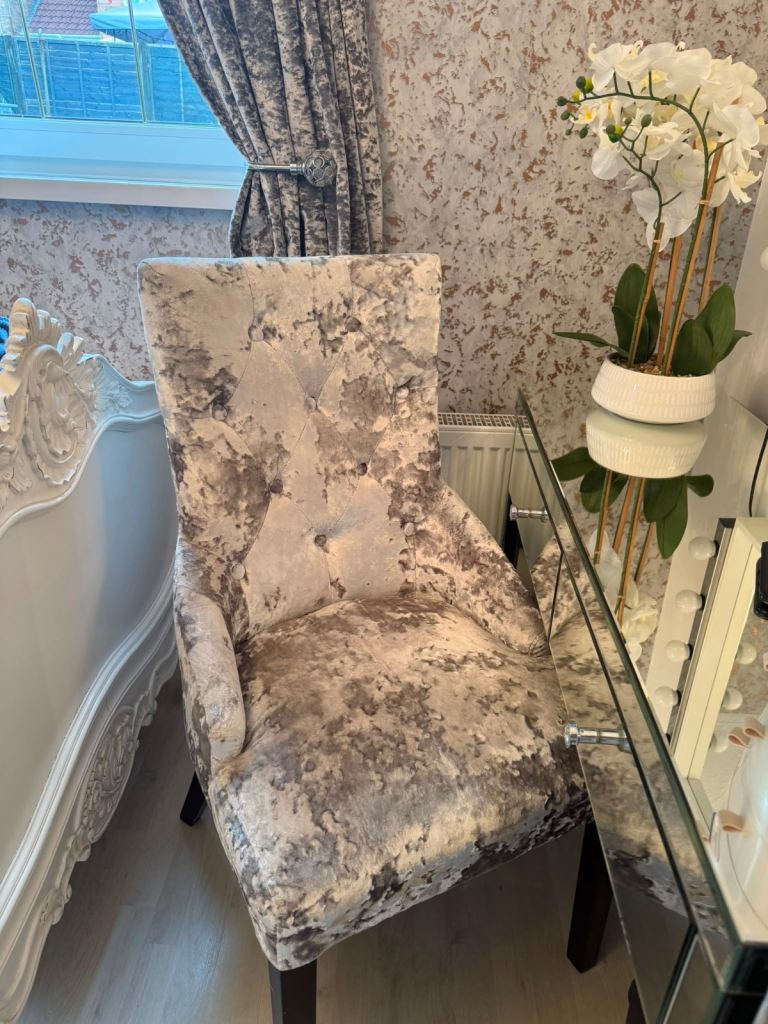 Velvet Dressing Table Chair - Grey