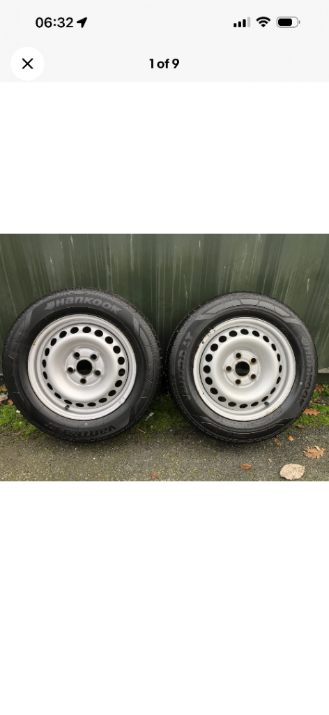 VW Transporter T5 T6 T6.1 Genuine 16” Steel wheels & Hankook New Tyres