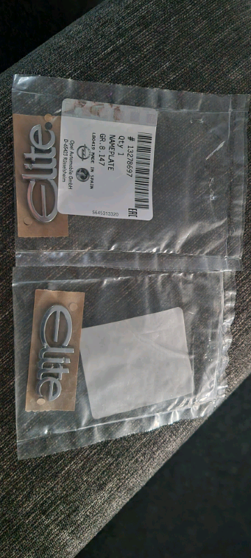 Genuine 2 x of Vauxhall nameplate ELITE 