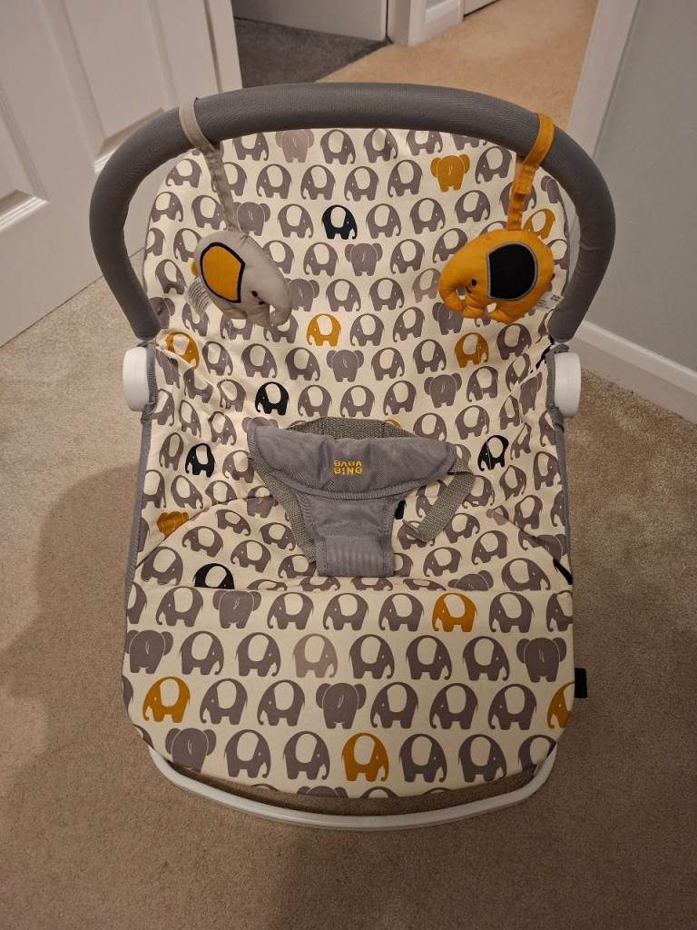 image for £15 0-6m Baba Bing Elephant Print Baby Bouncer Chair