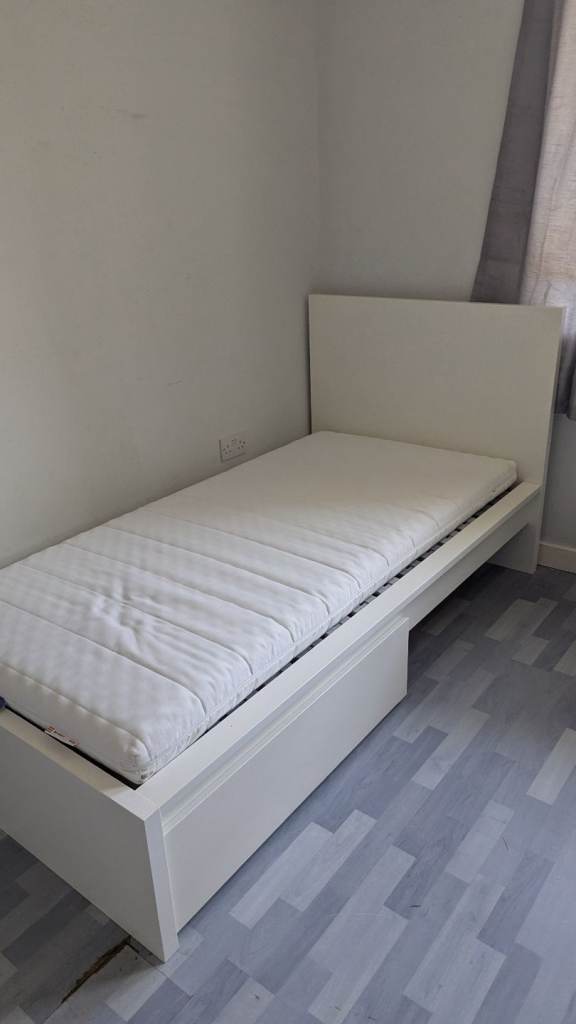 2x IKEA malm single bed frames with mattress and under drawer. Free delivery within 10m of pa4