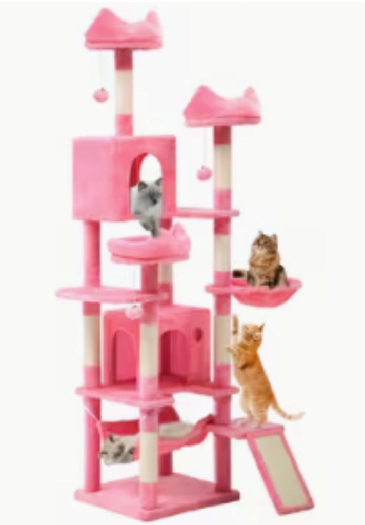 Pink cat scratching post 