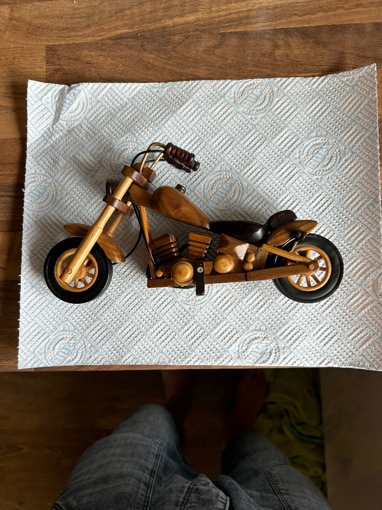 Hand made wooden motorbike 
