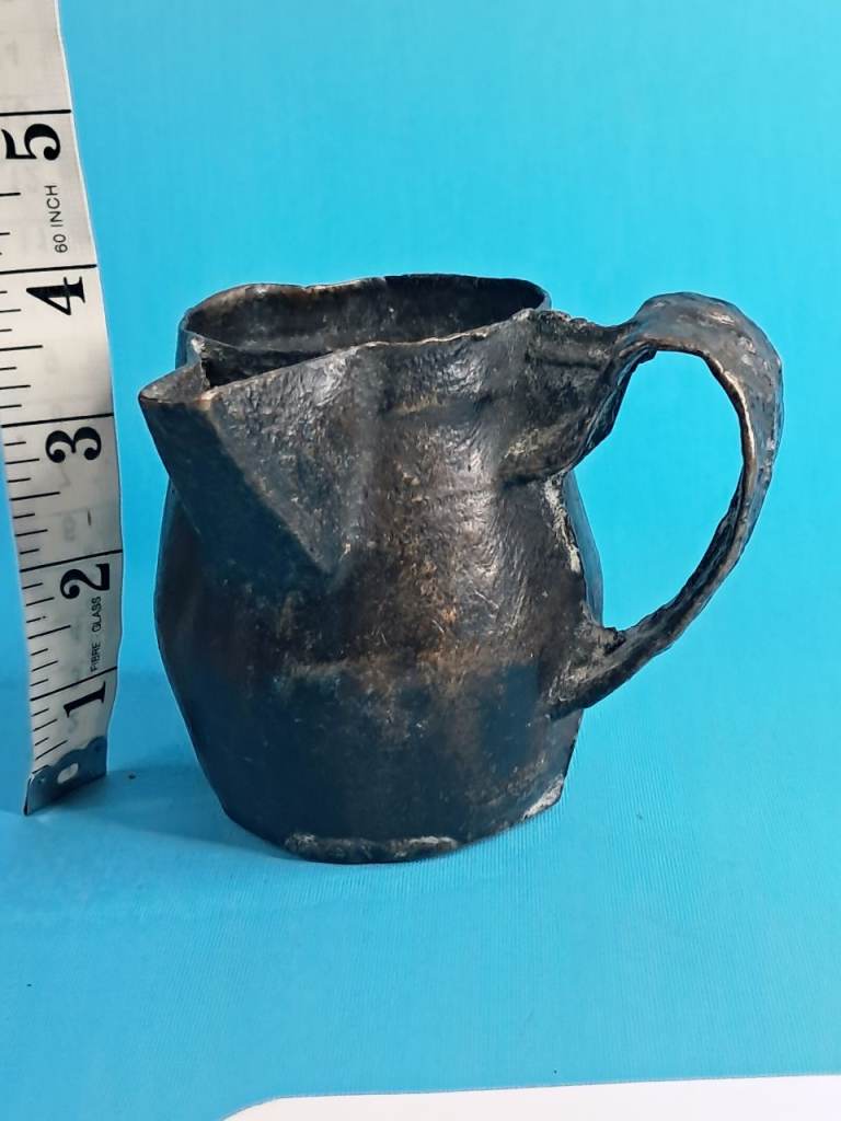 Antique decor. jug,resembling a blackjack" or a dark patinated copper flagon from the 17th or 19th.