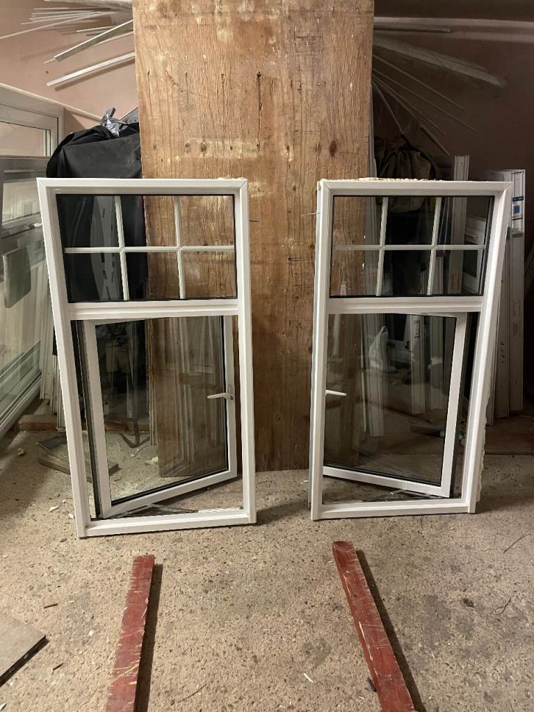 H 126.5 x W 66 cm - MATCHING PAIR - £80 EACH - MODERN ALUMINIUM DOUBLE GLAZED GEORGIAN WINDOWS