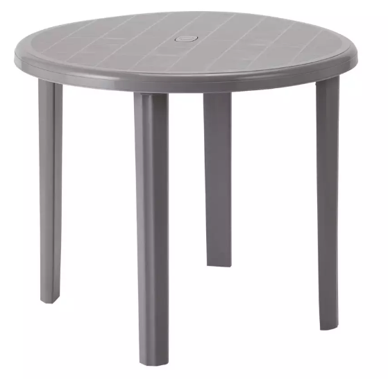4 Seater Round Plastic Garden Table  Grey Legs can be detached for transportation.