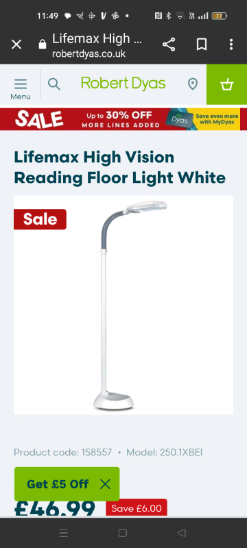 High vision reading lamp 