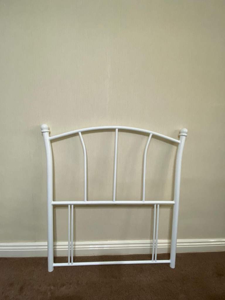 White Metal Headboard - Single Bed