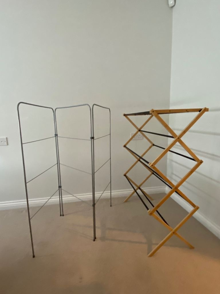 Two Clothes Airers - Wooden and Metal Drying Racks