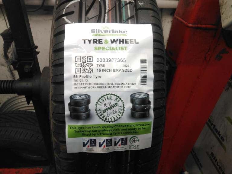 185 65 R15 88h Bridgestone Turanza Er300 7mm Partworn Pressure Tested Tyre
