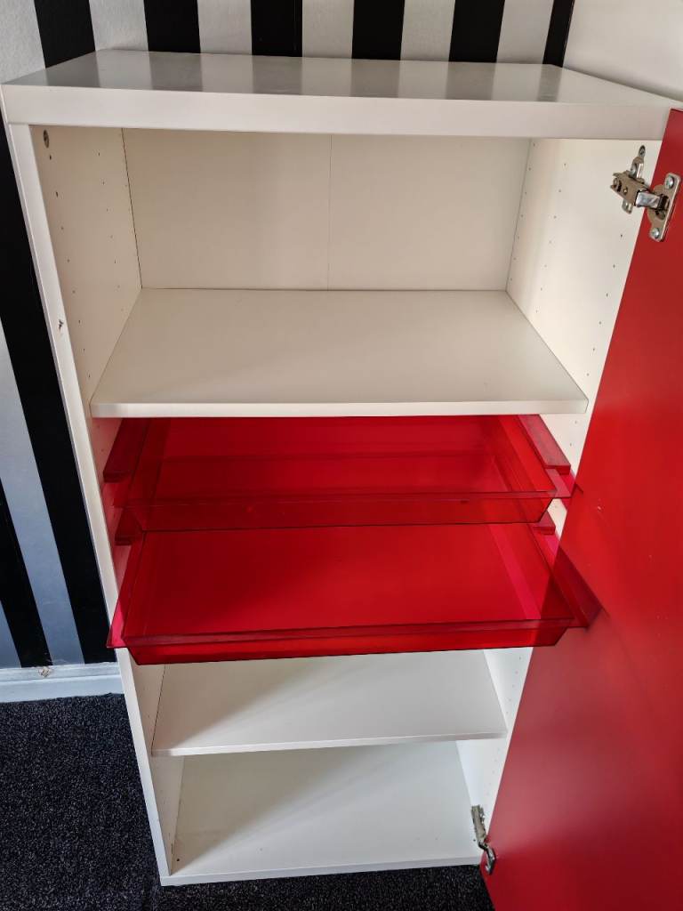 IKEA Besta unit With Red Gloss Door, 3 Shelves & 2 drawers FREE DELIVERY 169