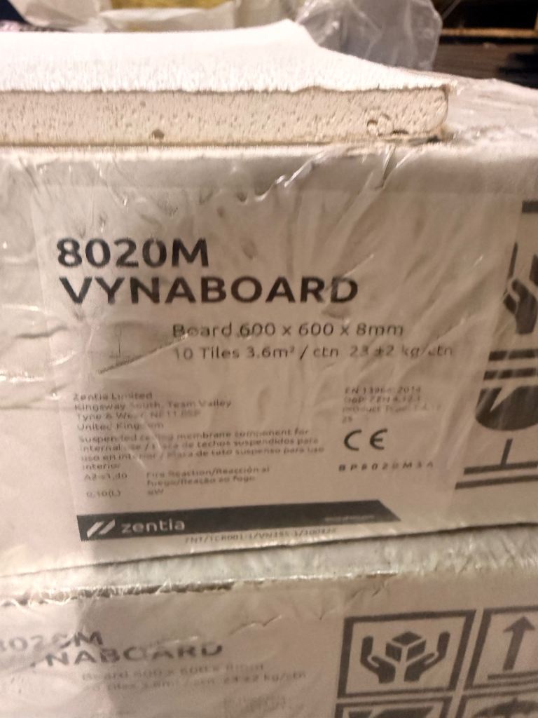 Zentia Vynaboard 8020M Ceiling Tiles £30 PER BOX
