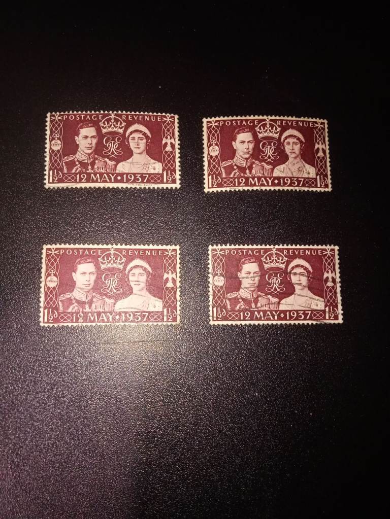 Four 1937 Coronation Postage Revenue Stamps