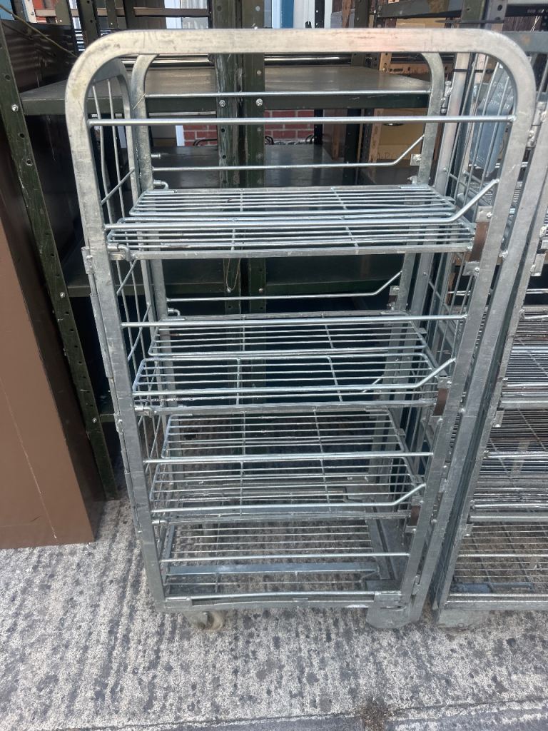 Metal Roll Cage Trolley with Shelves – Good for Storage