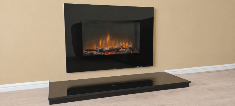 Dimplex SP920 Wall-Mounted Electric Fire – Black Mirror Finish – Remote Control – Excellent Cond