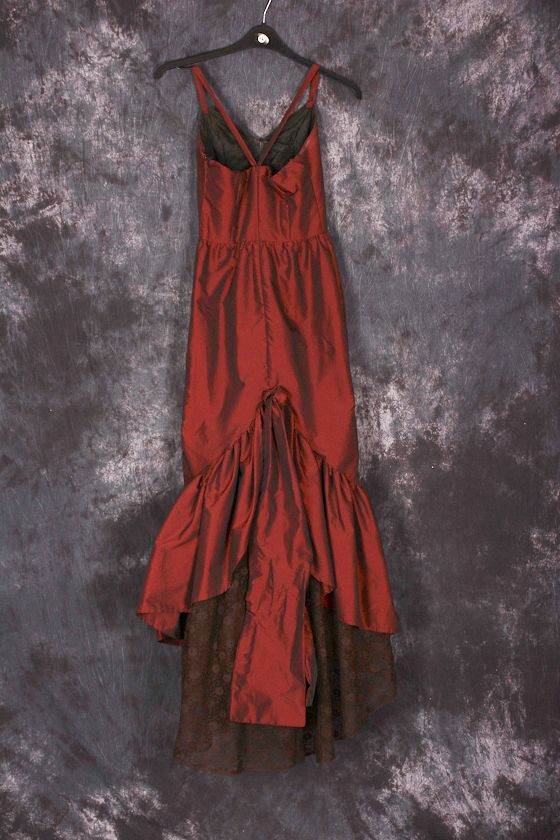 Burgundy party bustle style dress
