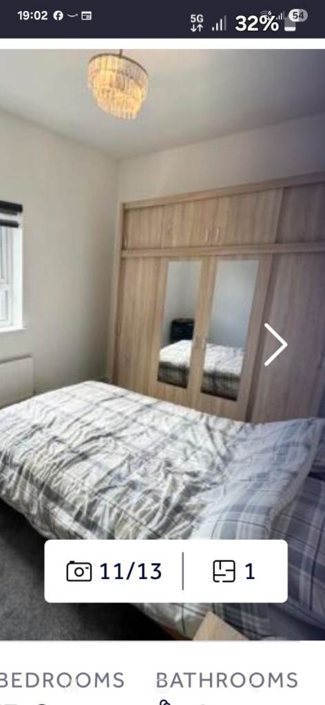 image for 4 door wardrobe/ bedside cabinets and bed.