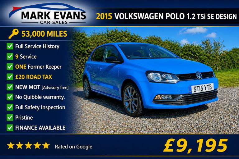 2015 Volkswagen Polo 1.2 TSI SE Design 5dr HATCHBACK Petrol Manual