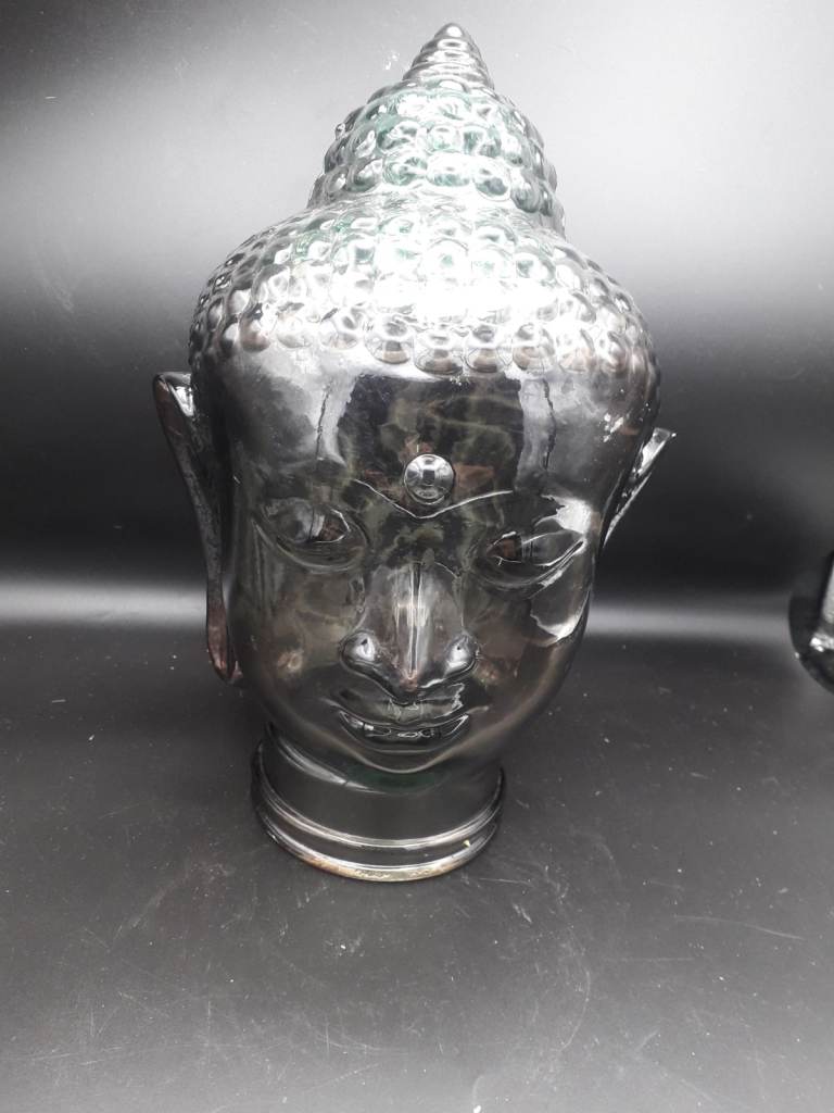 Buddha Head Recycled Brown Glass Vidrios of San Miguel ,Spain