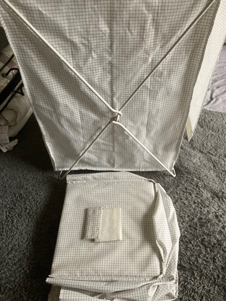 Matching bedroom set - wardrobe hanging organiser and foldable washing basket 