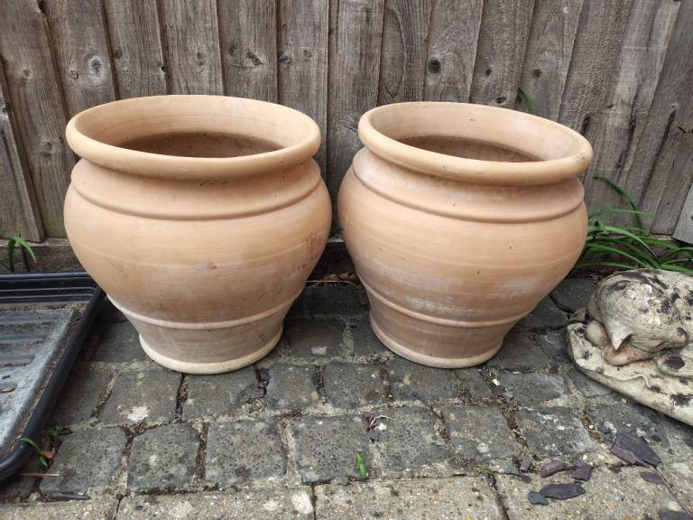 Pair of Terracotta Garden Planters – Good Condition LOCAL DELIVERY AVAILABLE  