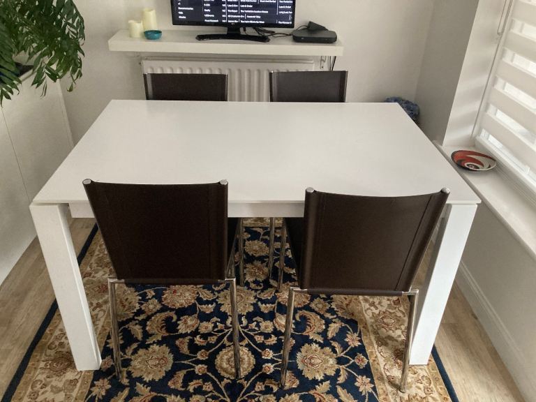 Dining table and four chairs