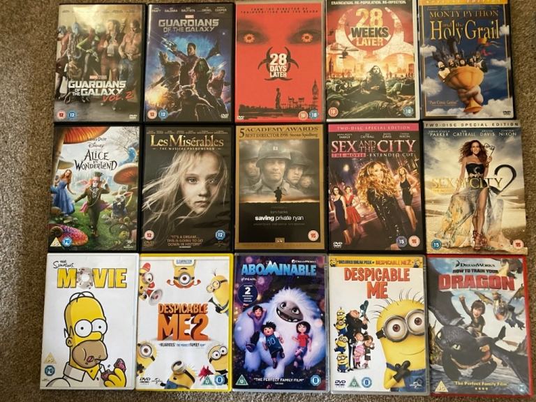Marvel, horror, Monty Python, Simpsons, Disney, etc DVD's