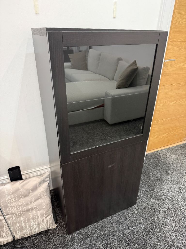 BESTA unit IKEA with Lappviken Door and see through Glassvik door cabinet