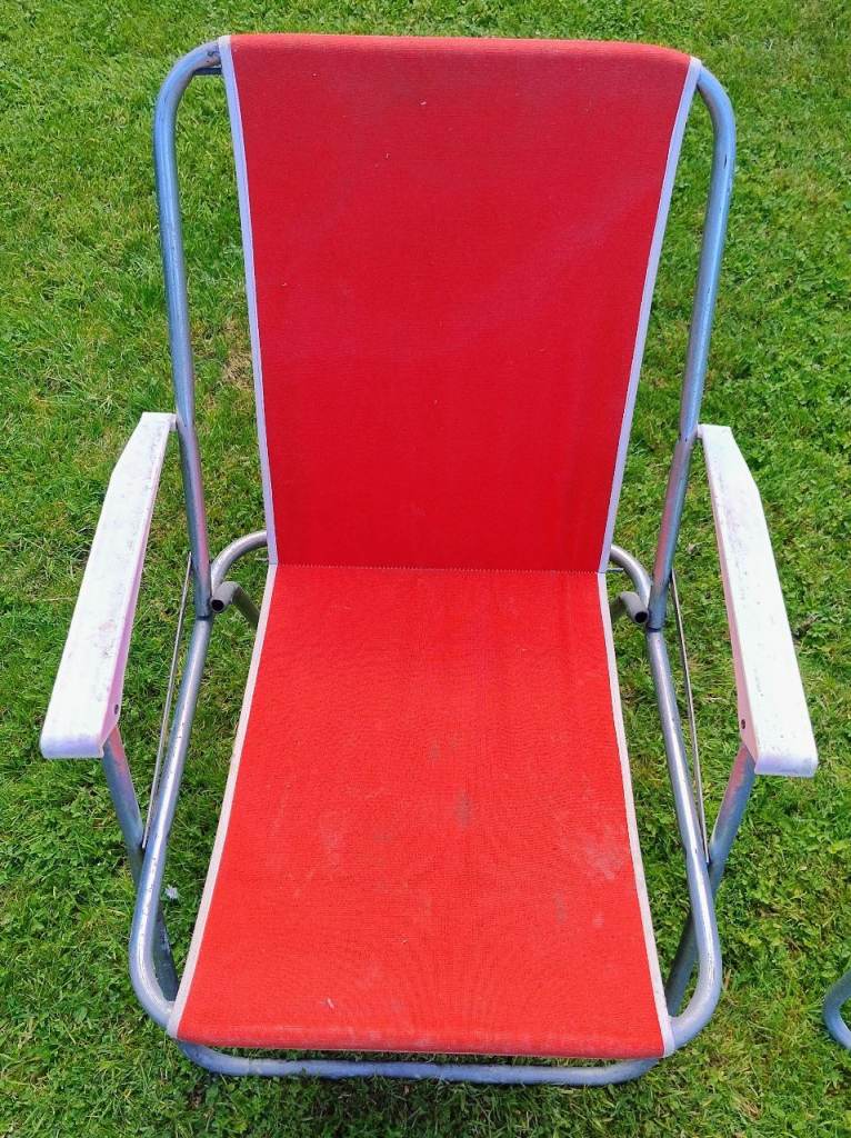 Red retro folding garden chairs 1970s -1980s