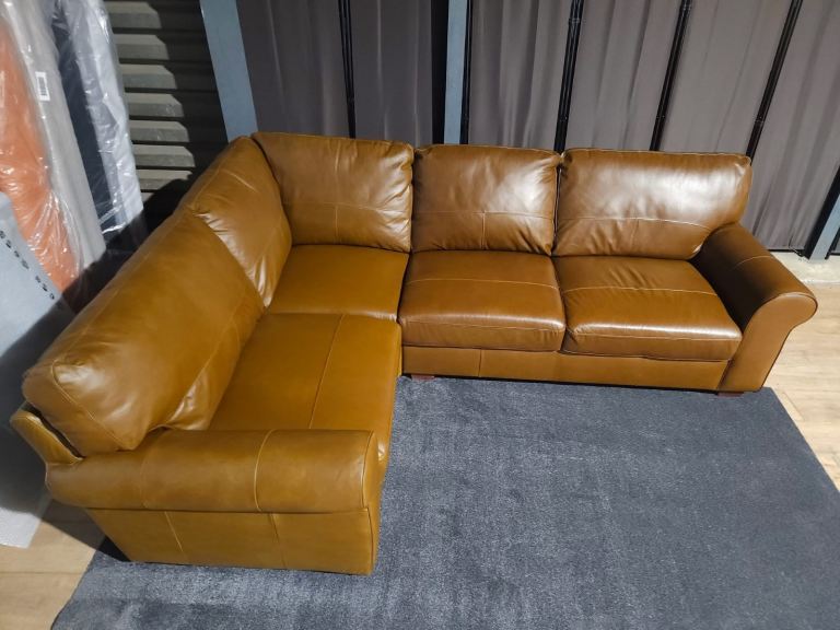 Leather corner sofa tan