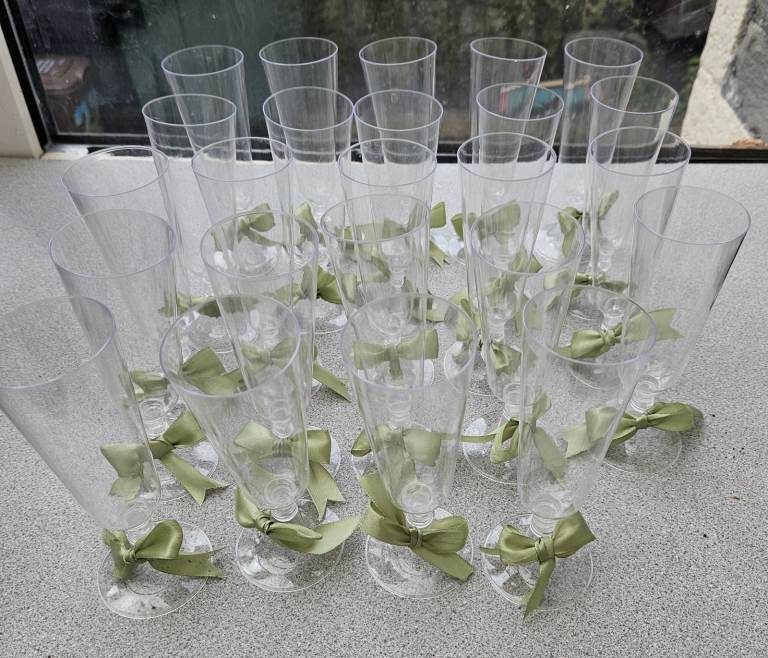 Plastic Champagne type flutes.