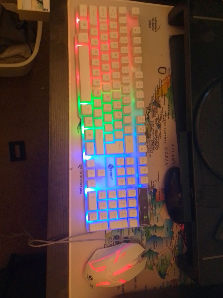 White RGB Gaming Keyboard and Mouse Set – Good Condition