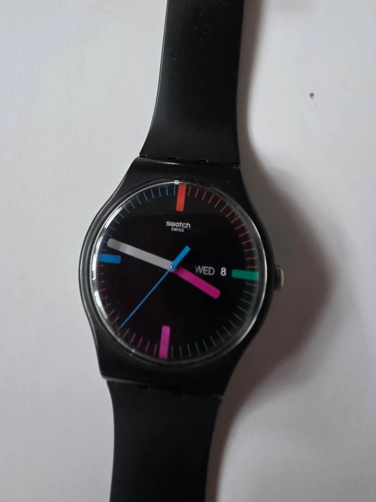 Swatch THE INDEXTER Black Dial Unisex Watch SUOB71 In Good Working Order